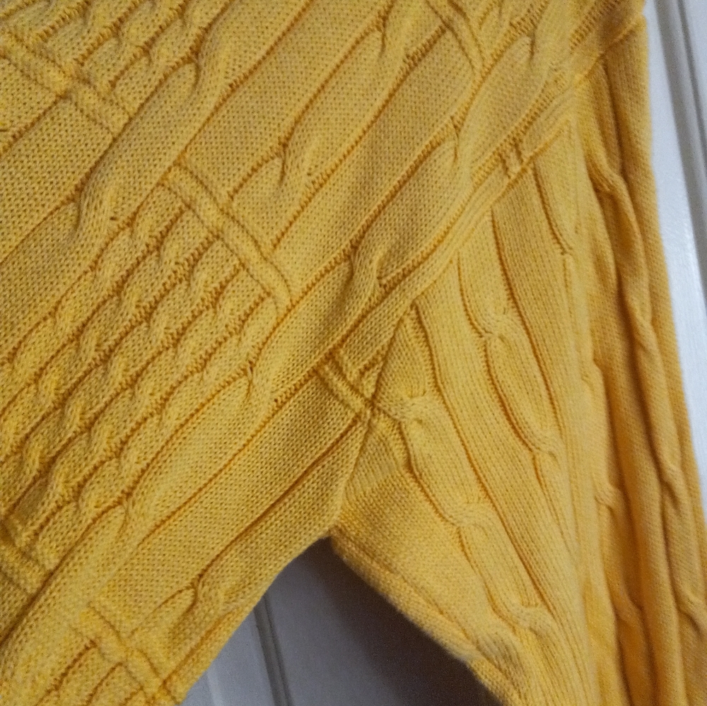 Roundtree & Yorke Collection Yellow Cable Knit Sweater Men's XL - Picture 15 of 15